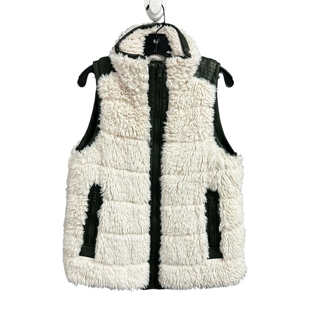 Tuckernuck Beckham Green Faux Leather & Shearling Reversible Vest Womens Small